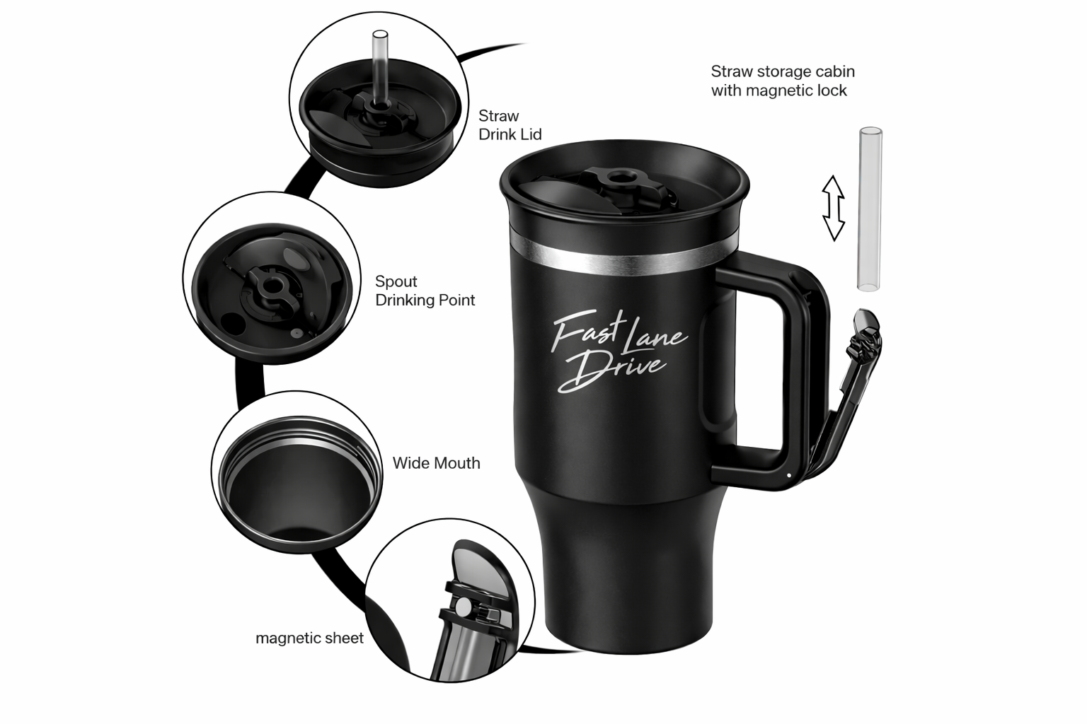 Fast Lane Drive Matte Tumbler with Straw Friendly (Wholesale)